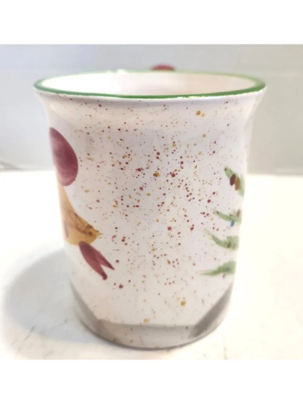 Hand-Painted Ceramic Christmas Mug With 3D Santa Handle & Holiday Designs